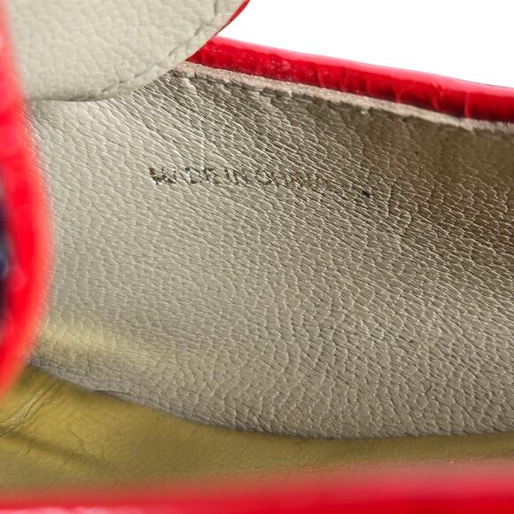 Marc by Marc Jacobs Pumps Womens 38 Navy Red Patent Leather Chain Heeled Loafers - Picture 10 of 14